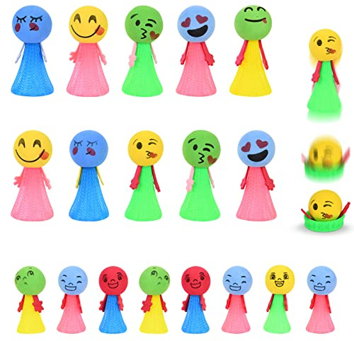 Ainiv Kindergeburtstag Mitgebsel Set, 18 Stück Spring Launchers Toys, Glow Ball Spielzeug, Kinder Jumping Spielzeug,Springbälle Hüpfball,Emoticons Puppen für Kinder Geburtstag Kinderparty Garten Party
