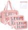 Aucuu Reise Kulturbeutel, Kosmetiktasche, Transparente Kulturtasche Damen, Tragbare wasserdichte Kulturtasche Organizer, Reißverschluss Make-up-Tasche mit Großer Kapazität für Damen Männer
