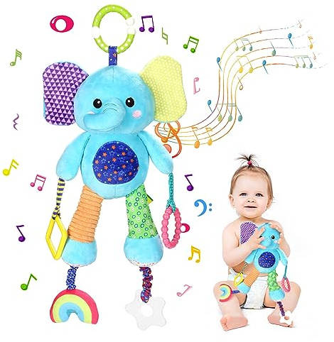 Venditer Bébé Jouet de Poussette, Jouets D'éveil Bebe 0 3 6 12 Mois, Spirale D'activité Bébé Jouet, Hochet Jouets Animales, Jouets Doux de bébé de Hochets (éléphant)