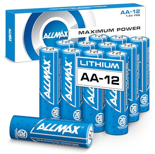Allmax AA Mignon (FR6) Maximum Power Lithium Batterien (12 Stück) – Längste Lebensdauer, auslaufsicher, 20 Jahre Haltbarkeit, ultimative Leistung, perfekt für Blink Sicherheitskameras (1,5 V)
