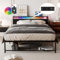BEXEVUE 140x200 cm Bett mit LED und Steckdose, Metallbettgestell mit Kopfteil, moderner Bettrahmen mit Stauraum, robust und langlebig, einfach zu montieren – Ideal für Schlafzimmer und Gästezimmer