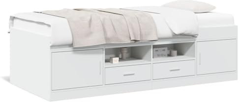 NITCA Daybed with Drawers,Single Bed with Storage,Daybed, Trundle and Drawer, Cabin Bed,Single Guest Bed Sofa Bed,Engineered Wood, White 75x190 cm