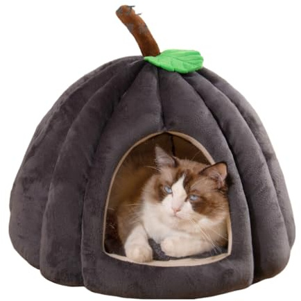 Cat Beds for Indoor Cats,Pumpkin Cat House,Cute Pumpkin Shape Cat Cave Bed