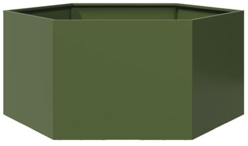 vidaXL Odlingslåda olivgrön sexkantig 104x90x45 cm stål, odlingslåda, trädgårdskruka, planteringslåda, odlingslådor, trädgårdskrukor, planteringslådor