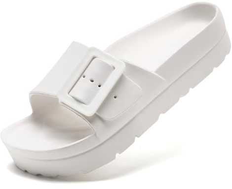 Waysoland sandaler damer sommar, ortopediska sandaler damer bekväma folier tjocka sulor platta sandaler med justerbart spänne och ultra kudde