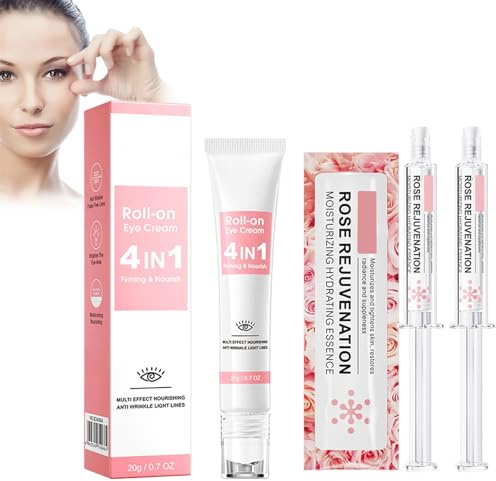 Eye Cream e 2PC Siero alla rosa, Brightening Anti-Aging Eye Cream, per Occhi Idratante, Riduce gli Occhi Scuri, le Rughe, Occhiaie, Idratanti Profondamente, eyecream-8