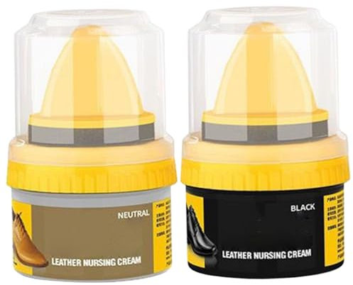 NASSMOSSE Shoe Polish Kit, 2Pcs Clear ＆ Black Shoe Polish for Leather 50ML Shoe Cream Polish, Leather Shoe Polish to Restore