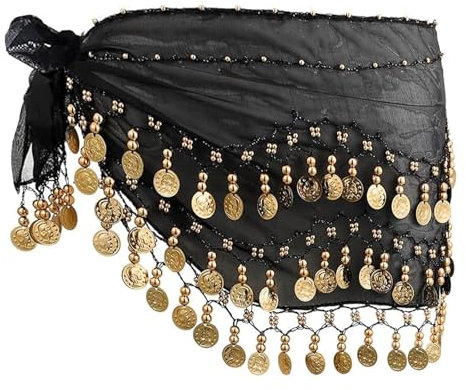 Bauchtanz Hüfttuch, Bauchtanz Gürtel, Bauchtanz Kostüm Damen, Wahrsagerin Kostüm, Geeignet Für Bauchtanz, Hip-Hop, Lateinamerikanischen Tanz, Inklusive 128 Goldmünzen
