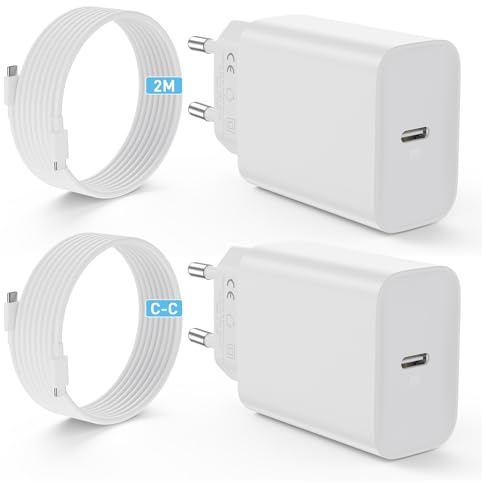 30W Cargador USB C for iPhone 17 16 15/17 16 15 Pro/17 16 15 Pro Max/17 Air/16 15 Plus/iPad Pro/iPad Air, Samsung Galaxy, Carga Rapida Charger Enchufe Rapido Adaptador Corriente con 2M Cable (2 Pack)