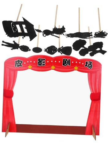 HANABASS Chinese Shadow Puppet Theater Set for Kids with DIY Marionette Puppets and Frog Prince Figures for Family Storytelling and Sensory Board Game Random Color