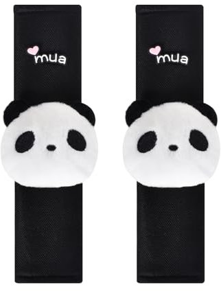 Hnonoxy 2 Piezas Sicurezza Copertura,Imbottitura Cintura Sicurezza Panda,Cuscinetti per Cinture Sicurezza Seta Ghiaccio,Auto Copri Cintura Sicurezza-Soffice e Respirante per Tutti Sedili Auto(25×6cm)