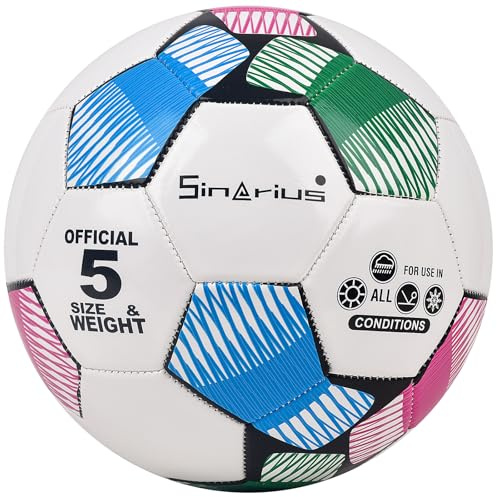 Sinarius Football Size 5 for Indoor Outdoor Training Game, Official Football for Adult Youth