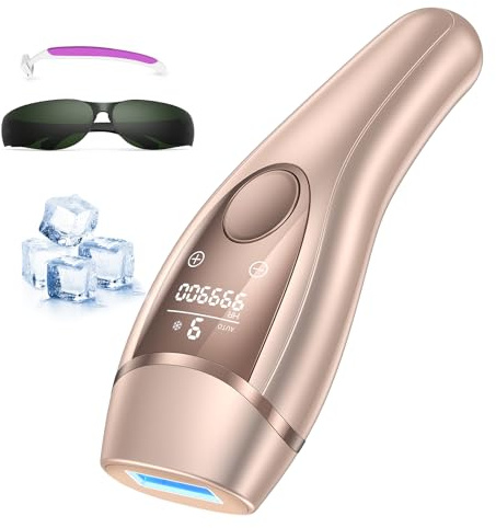 Épilateur Lumière Pulsée, IPL Épilateur Laser avec Fonction de Refroidissement, 9 Niveaux Laser Epilation pour Femme et Homme, Corps Aisselles, Blanc