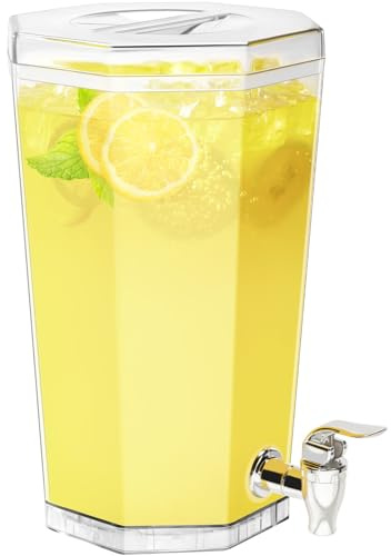 Lifewit 4L Dispenser Bevande con Rubinetto, Set di 1 Dispenser Acqua in Plastica, Contenitore Distributore Bevande Ghiacciati per Cocktail, Succhi, Limonata e Tè, 27 x 16 cm/10x6