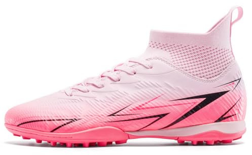 Football Boots Mens Astro Turf Football Boots Youth Non-Slip Professional Football Trainers Sport Indoor Soccer Shoes Pink