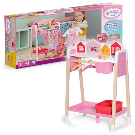 Baby born Perchero con Espejo, Perchas y Espacio de Almacenamiento – Armario para Ropa de muñeca para muñecas de 36 cm y 43 cm