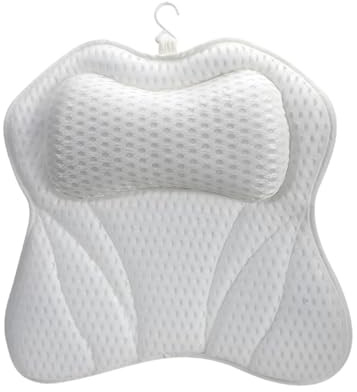 Tressify 4D Mesh Butterfly Bath Pillow with 6 Suction Cups, Spa Pillow 42 x 43 x 6 cm for Neck, Head and Back Support