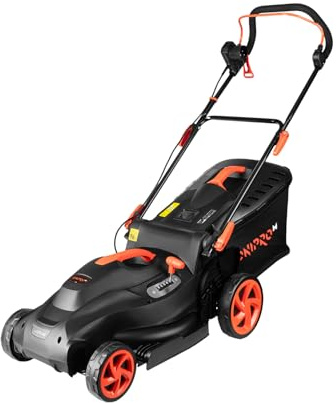 Dnipro-M Cortacésped Eléctrico 1800W, Ancho de Corte 42cm, Altura de Corte 25-70mm (6 Posiciones), Cesta de 50 L, Regulación Centralizada, Ajuste de Manillar, para Jardines de hasta 800m²