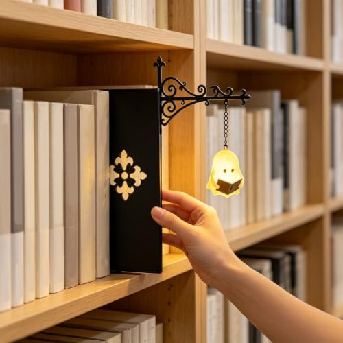 Magiskt bibliotek lykta spöke bokhylla belysning vintage bokhylla lampa