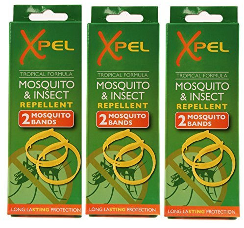3 x 2 x Adult Xpel Tropical Formula Mosquito/Insect Repellent Bands (Deet Free) by Xpel