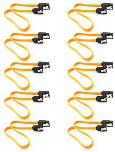 JMT 10pcs 40cm Serial SATA 3 3.0 III SATA 2 RAID Data HDD Hard Drive Disk Signal Cables Black Straight High Speed SATA Data Cable (10pcs SATA2 Jaune)