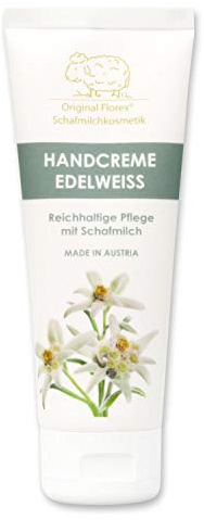 Florex Handcreme Edelweiß - Reichhaltige intensive Pflege bei trockenen strapazierten Händen mit Schafmilch ohne Palmöl 75 ml