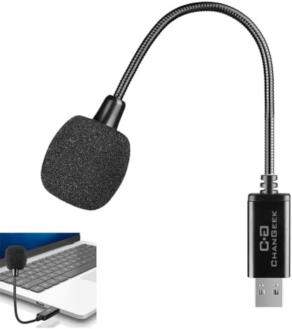 Cordless USB Microphone for Laptop and Desktop Computer, with Gooseneck & Built-in Sound Card, Compatible with Windows PC & Mac, Small Size, Plug-and-Play, Ideal Condenser Mic for Clear Conference