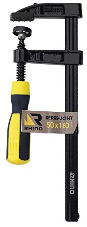 RHINO - Serre-joint à vis 50x180mm - Serre-joints à barres - Serre-joints à main - Serre-jointe dormant avec manche bi-matière - 50 x 180 mm - Garantie 5 ans