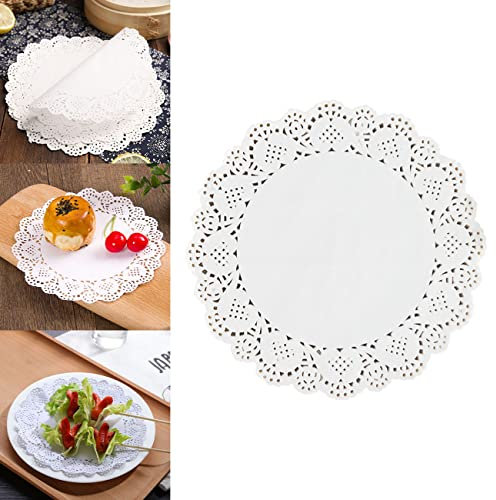 CC wonderland zone 100 stück Weiß Rund Lace Papierdeckchen,10.5 Zoll(26,5 cm) Tortenspitze Papiermatten,Spitzenpapier für Party