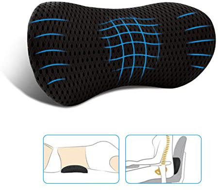 Lumbar Pillow, Memory Foam Lumbar Support Pillow for Office Chair and Car Seat, Back Support Pillow for Lower Back Pain Relief, Support Cushion Back Pillow for Sleeping, Resting, Driving, Traveling