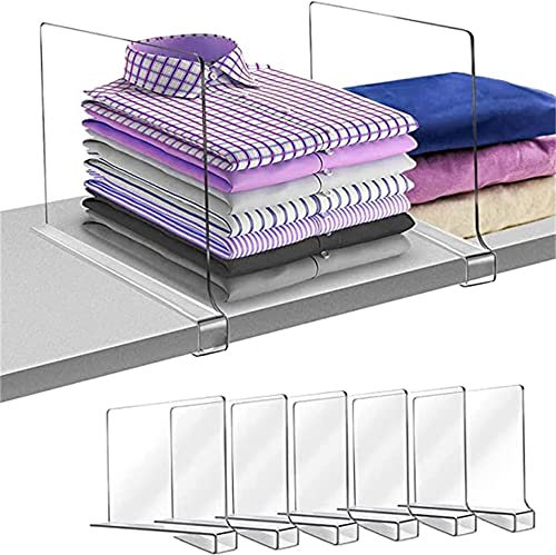 6 Stück Acrylregal Regaltrenner, Trennwand Regal, Regalteiler Regalsystem ohne Bohren für Schränke, Kleiderschranksystem Trenngitter, für Aufbewahrung, Holzschrank, Schlafzimmer (6 Pcs)