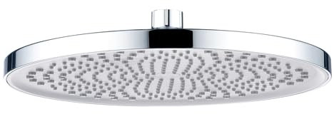 YUANNY Soffione Doccia a Pioggia 26cm x 26cm - Docce Fisse con Getti In Silicone Anticalcare ad Alta Pressione - Rotondo Testa Doccia Regolabile 360° - 10 Pollici - Cromo