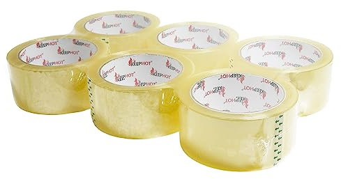 Cinta adhesiva americana transparente y resistente | Rollo de cinta de embalaje resistente de uso general para envíos, embalajes y mudanzas | Gruesa y segura | 48 mm x 66 m (6)