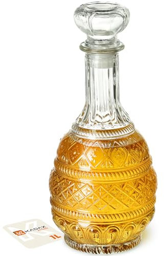 KADAX Dekanter für Getränke, Stilvolle Whiskykaraffe für Männer, Klassische Weinkaraffe mit einzigartiger Design, Whiskyflasche als Geschenk (1L - 1 Stück)