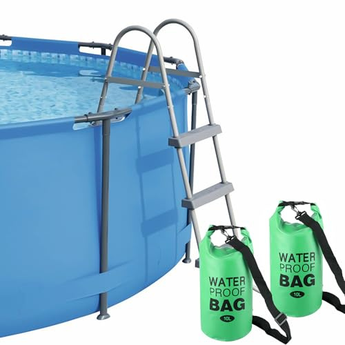 Fayelong 2 Pack Échelle De Piscine Universelle Step Weight 500d PVC Étanche Sac Sec avec Bande Crochet Et Boucle Facile Et Rapide De Remplissage De Sable pour Les Travaux De Piscine Hors Sol (Green)