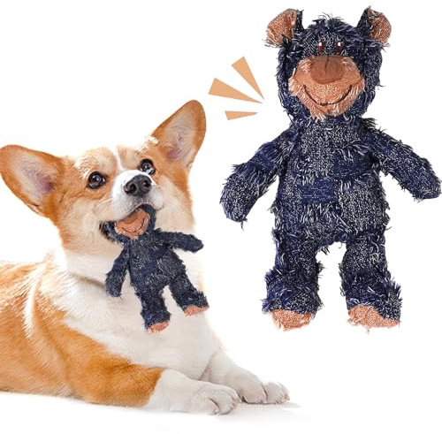 EPODA Jouet pour Chien en Peluche à Mâcher, Peluche pour Chien d'ours, Jouets pour Chiens Interactif pour Animaux de Compagnie, Chiots et Chiens de Petite et Moyenne Taille(Bleu)