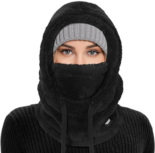 AYPOW Cagoule d'hiver en Polaire Chaud Homme Femme, Masque de Ski Bonnet Multifonction Coupe-Vent Thermique, Chapeau en Polaire avec Cache-Cou, pour Sports de Plein Air Ski Cyclisme Randonnée Course