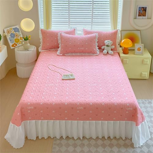 Highdi Colcha Acolchada Estampado Floral, Colcha Cama Versátil Leicht Patchwork, Manta Sofa Suave, Manta Cama Reversible Cama Individual/Matrimonio para Alle Jahreszeiten (Rosa,180x245cm)