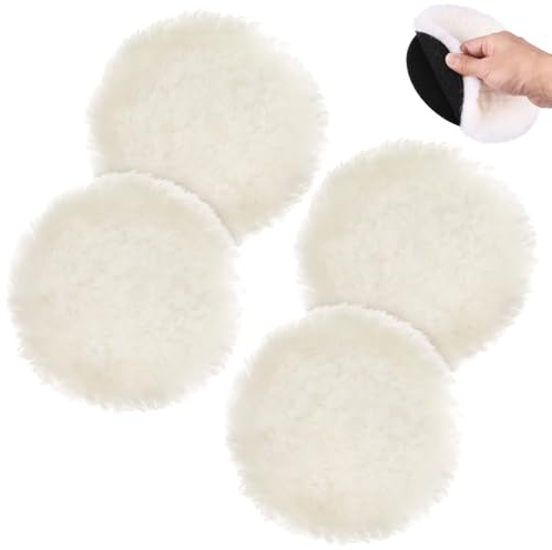 GmwyCzV 4 Pièces Tampon Polissage, 125mm Pad Polissage Laine, Accessoires Polish Voiture, Pad Polissage Voiture pour Meulage et Cirage, Polir Verre, Plastique, Métal, Marbre
