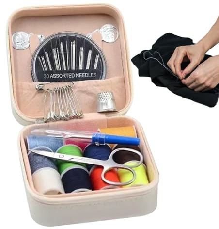 Sghtil Kit da cucito per adulti, set di da cucito - bottoni, ditali, aghi, fili, portatile per principianti, viaggi, vestiti, ricamo, riparazione