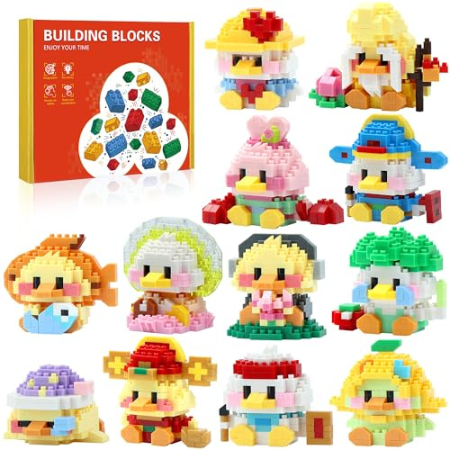 DBPBToU 12 Pack Mini Building Blocks Set, Jouets de Construction pour la Fête des Enfants, Cadeaux pour Enfants, Garçons, Filles 6+ (Canard)