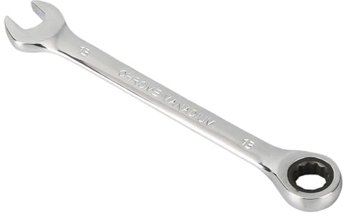 13mm Combination Ratchet Spanner Hardened Chrome Vanadium Steel 2-in-1 Double End Ratcheting Wrench - Fixed Head with 72 Tooth/Open End for Easy DIY Pipeline Bicycle Repair Home Maintenance Metric