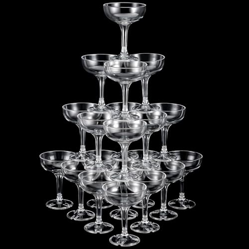 40 Pcs Acrylic Champagne Coupe Glasses, 5 oz Acrylic Martini Glasses for Party Champagne Tower, Unbreakable Margarita Coupe, Stackable Stemmed Margarita Coupes, for Wedding Birthday Party Bar