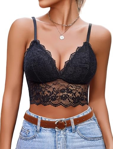 Avidlove Women's Lace Camisole Sexy Vest Bustier Crop Top Bralette Tank Top | Unpadded,V Neck,Basic,Spaghetti Strap,Adjustable shoulder straps,Breathable lace fabric,Festival Going Outfit