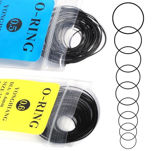 Gtziqa 53 piezas de junta tórica para reloj cubierta trasera anillo de sellado de 0,5/0,6 mm impermeable parte trasera de goma junta tórica elástica para la reparación de relojes accesorios