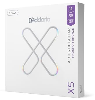 D'Addario XS Acoustic Guitar Strings, Phosphor Bronze, Light, 12-53, 2 Pack