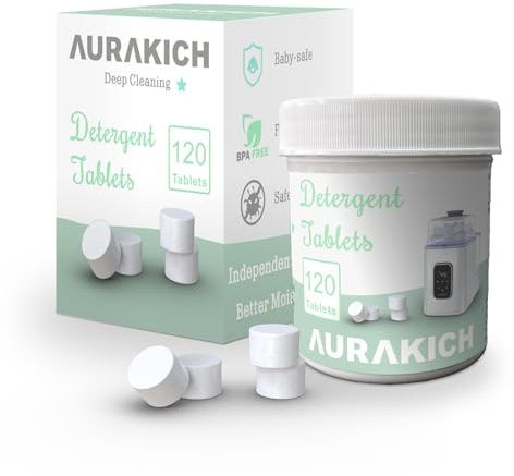 AURAKICH Bottle Washer Detergent Tablets - Deep Cleaning, 120 Tablets with Independent Bottle Pack (Better Moisture Proof), Fits Baby Brezza, Momcozy, GROWNSY & All Washers, Baby-Safe Formula
