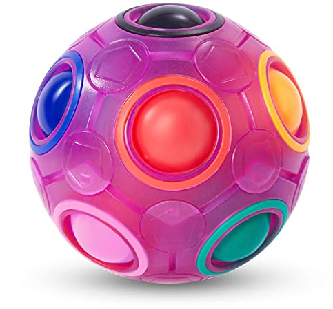 Vdealen Boule de Puzzle Magique Arc en Ciel Magic Rainbow Ball Jeu de Puzzle Balle Anti Stress Casse-tête Our Filles et Garçons Adultes Jouets éducatifs Our D'activité et de Faire la Fête