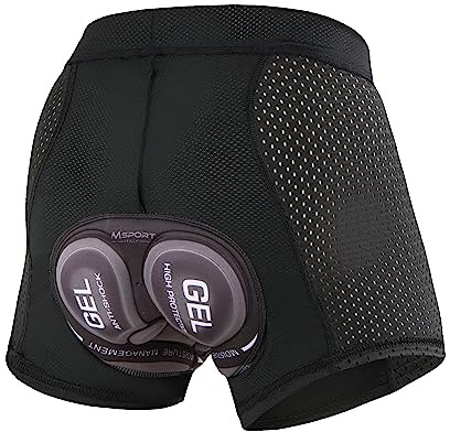 Msport Pantalones Cortos de Ciclismo para Hombre – Acolchado 3D en Gel, Transpirable y de Secado Rápido, Ropa Interior de Ciclismo - Gris XL