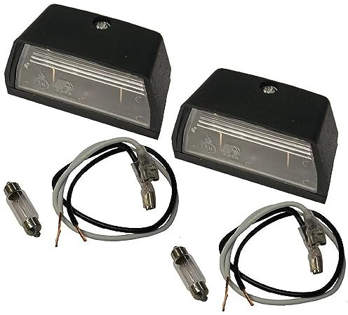 Preiswert&Gut 2x Kennzeichenbeleuchtung 12V mit LED und E11 Nummernschildbeleuchtung für KFZ - inklusive Sofitte Glühbirne Kennzeichen Beleuchtung in Schwarz